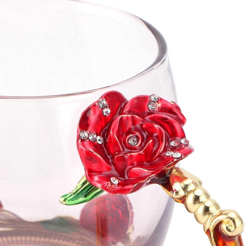 Glass Cup Innovative Flower Tea Cup with Spoon Drink Mug