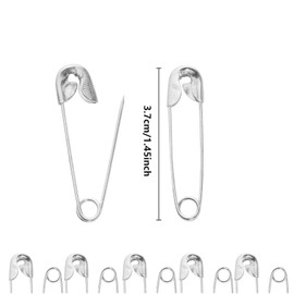 Safety Pins Pack of 10 38 mm Safety Pins for Crafts, Sewing, Jewellery Making, Home Workplace, Silver Stainless Steel, Small and Practical