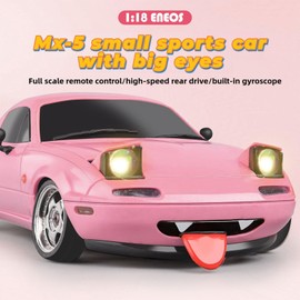 Moonzeamus LD1804 RC Drift Car 1:18 Scale Mini MX-5 RWD 2.4GHz Miata RC Vehicles with Gyro and LED Lights for Adults Hobby Toys (Pink)