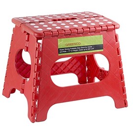 Greenco Super Strong Foldable Step Stool for Adults and Kids - 11" in Height, Holds up to 300 Lb!!!(red)