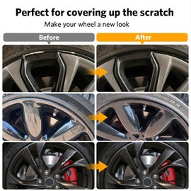 Black Rim Touch Up Paint, Car Wheel Paint for Rims Scratch Repair Pen,Wheel Touch Up Paint for Cars Quick and Easy Fix Rim Curb Rash Scuff (Black)