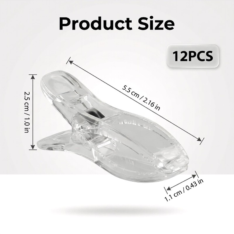 Hopzab 12PCS Clear Vertical Blind Clips, for Securing Curtains, Versatile