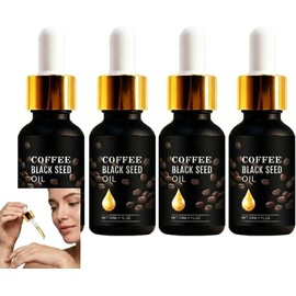 Aceite de semilla negra de café, aceite ligero y suave para la piel, sérum facial que fortalece la barrera cutánea, antiedad, suaviza las líneas de expresión y reduce las arrugas, no graso. (4pcs)