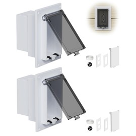 DBVR1W-1 Low Profile Electrical Outlet Box, Outdoor Recessed Outlet Box for Wet Location, Recessed Non-Metallic Exterior Outlet Box with 2 Weatherproof Covers, Vertical, 1-Gang, 2 Pack
