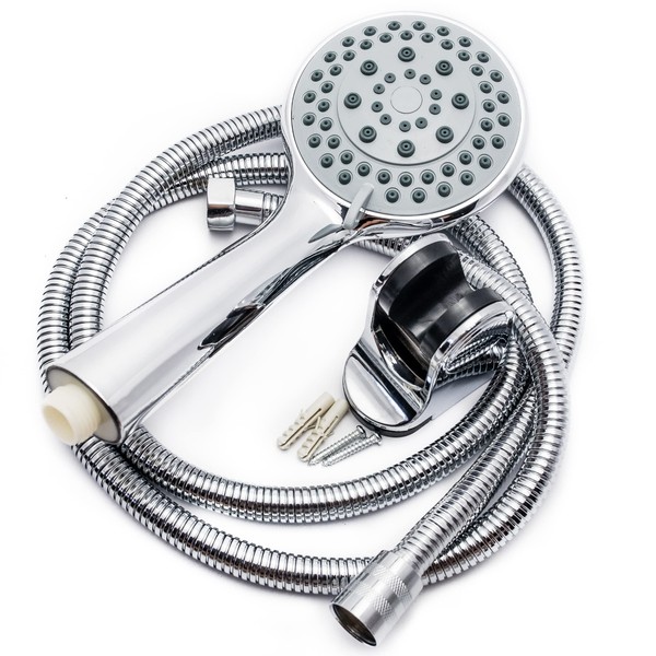 High Pressure Shower Head with Hose and Bracket 5 Jet