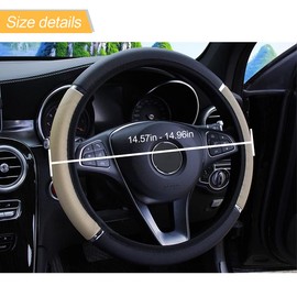 Car Steering Wheel Cover, Non-Slip, Elastic, Steering Wheel Cover for Men and Women, Universal Fit 15 Inches Cars, Vehicles, SUVs (Beige)