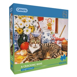 Gibsons A Cracking Bake 100XXL Piece Jigsaw Puzzle Kitchen Cat | Nostalgic Jigsaw Puzzle Extra Large Piece Sustainable Premium 100% Recycled Board Great Gift for Adults Gibsons Games