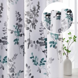 H.VERSAILTEX Blackout Curtains for Bedroom Thermal Insulated Grommet Room Darkening Noise Reducing Curtains for Living Room, 2 Panels, 52 x 84 Inch, Vintage Classical Floral Printing Grey and Teal