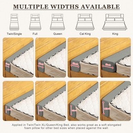 Bed Gap Filler/Mattress Space Filler, Mattress Extender for Twin/Full/Queen/King Bed, Close Gap(0-12") Between Mattress and Headboard or Wall, Stop Losing Your Pillows(Dark Gray-LxWxD-39*6*10in)