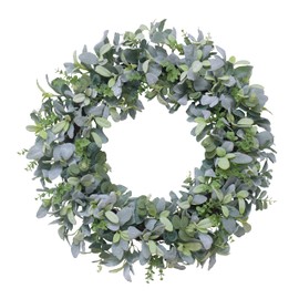 Puleo International 28" Artificial Flocked Lambs Ear Spring Door Wreath,