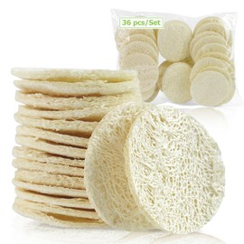 CINDALOG 36 Pack Natural Loofah Sponge Exfoliating Face Pads, Facial Body Scrubbers Pad, When Bath Shower and Spa, Loofa Sponges Brush Scrub, Bulk Loofahs Scrubber, Cleansing Skin for Women and Men