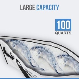 Fish Kill Bags Insulated Fish Cooler Bag for Caught Fish, PVC Tarpaulin Fish Bag Cooler with Easy Grip Carry Handles, 100 Quarts, 50” x 20”