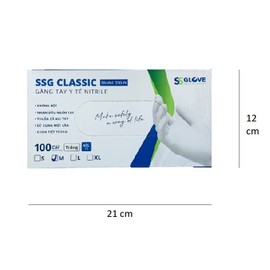 SSG Disposable Hand Protection, made in Vietnam (100 Pcs/Bx), Good for Sensitive Skin, White, Medium