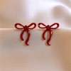 Red Bow Stud Earrings for Women S925 Sterling Silver Post
