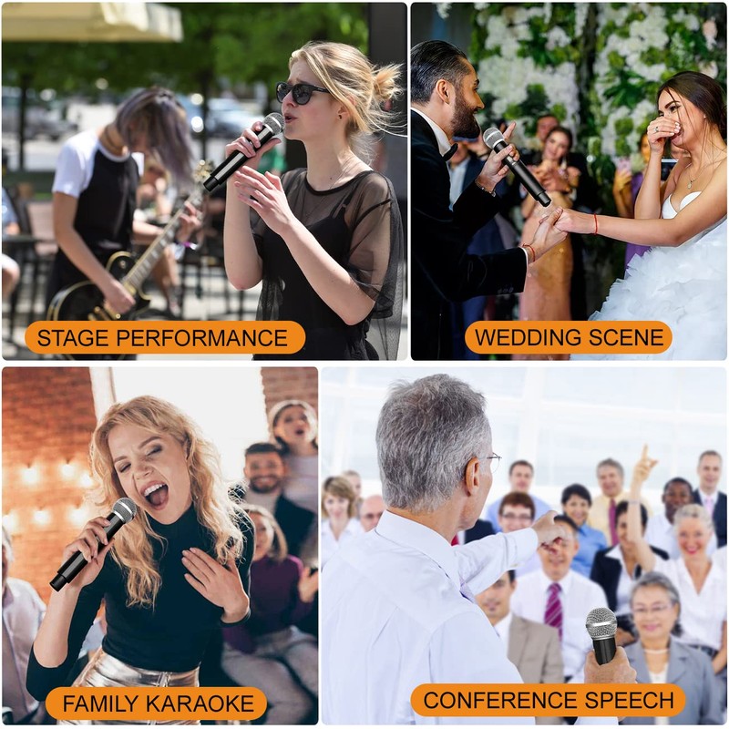 Depusheng DX4 Wireless Microphone, Professional 4 Channels Karaoke Handheld System