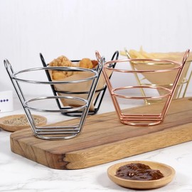 ARFUKA Food Baskets French Fry Holder French Fries Holder Stand Reusable Fast Food Baskets French Fry Basket for Restaurant Cafe Table Food Serving Pack of 4