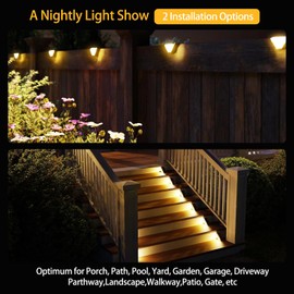 Jouierty Outdoor Solar Step Lights, 8 Packs Solar Stair Light, Outside Waterproof Lighting for Patio, Yard, Porch, Pathway, Sidewalk, Patio Decor