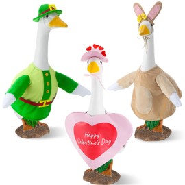 Arrowbash 3 Sets Seasonal Goose Outfits Valentine Easter St. Patrick Festivals Lawn Clothing for 23'' Goose Lawn Garden Patio Yard Porch Outdoor Decorations