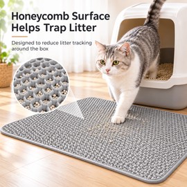 Double Layer Cat Litter Mat for Litter Boxes – Honeycomb Litter Trapper with Soft EVA Surface for Cleaner Floors