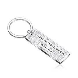 I love you most,the end I win key chain gift fashionable shiny Valentine's Day Christmas gift, white