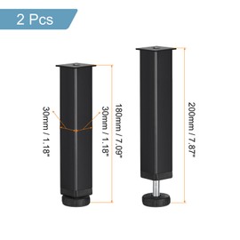 sourcing map 2pcs Adjustable Height Bed Frame Support Legs, Bed Frame Center Support Leg Bed Legs Replacement Frame Slat Feet Risers(180mm-200mm/7.1"-7.9") for Furniture Cabinet, Black