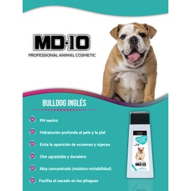 MD10 Dog Shampoo Against Odour - Shampoo for Dogs - Dog Shampoo Against Itching - Dog Shampoo Grooming Bulldog English - Dog Shampoo Sensitive Vegan and Biodegradable 300 ml