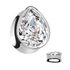 Pierced Owl 316L Stainless Steel CZ Crystal Tear Drop Shaped