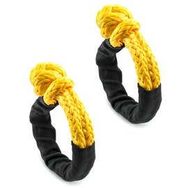 QWORK® Soft Shackle Synthetic Rope, 1/2 Inch x 20 Inch, 42,000lbs Breaking Strength Shackle Recovery Rope with Sleeve for Road Towing Sailing ATV Truck, 2 Pack