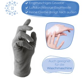 Cotton Gloves Made of 100% Cotton (Dermatest: Very Good), Grey Gloves, Soft Textile Gloves for Hand Masks, Fabric Gloves with Certified Skin Compatibility