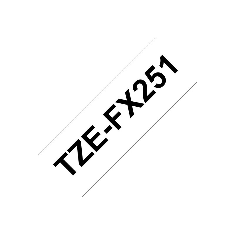 Brother TZe-FX251 Labelling Tape Cassette, Black on White, 24mm (W)
