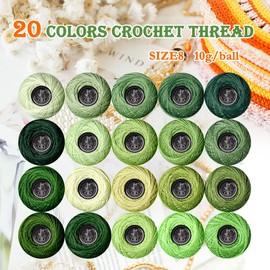 Soft 20 colorsClassic Crochet Thread 20 Pack Bright Chartreuse Gradient
