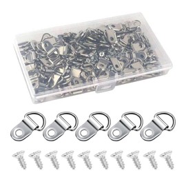 100 Pcs D Rings for Picture Hanging, D Rings, D Ring, D Ring Picture Hangers & 100 Pcs Screws Picture Hangers Hooks Kit for Hanging Photo Frames Wall Decorations Art Gallery