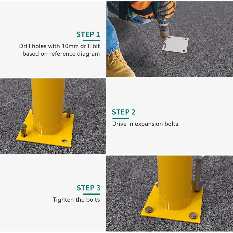 YITAHOME Safety Bollard Post, 42" x 4.5" Steel Bollards for