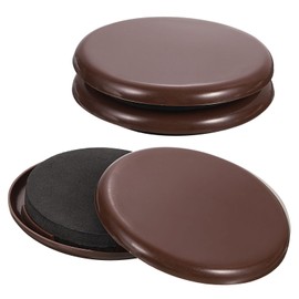 sourcing map Furniture Sliders, 4Pcs 3.5" - Plastic Removable Reusable Round Sliding Pads, Dual-purpose Chair Glides for Carpeted Tile Vinyl Hardwood Floor (Brown)
