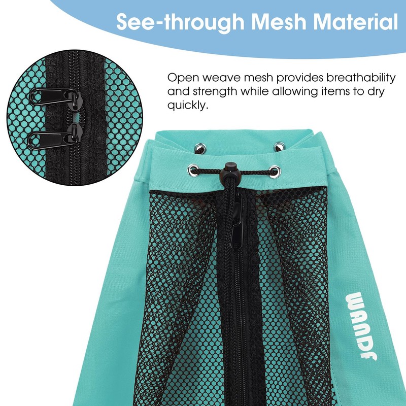 WANDF Swim Bag Mesh Drawstring Backpack Beach Backpack for Swimming,