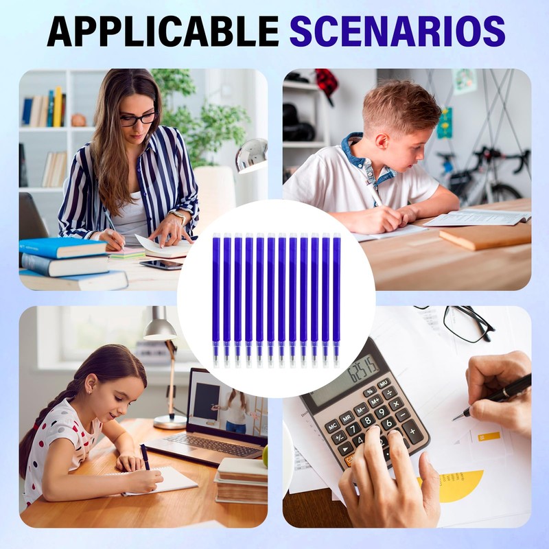 Pack of 12 Blue Erasable Refills 0.5mm High Quality Compatible