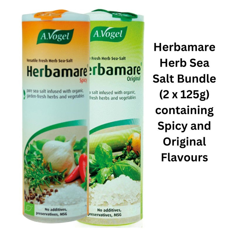 Herb Seasoning Salt Original and Spicy Bundle Containing Herbamare Original
