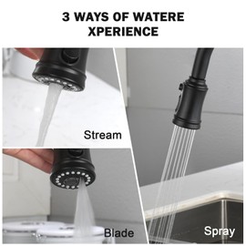 Single Handle High Arc Pull Out Kitchen Faucet,Single Level Stainless Steel Kitchen Sink Faucets (Matte Black)