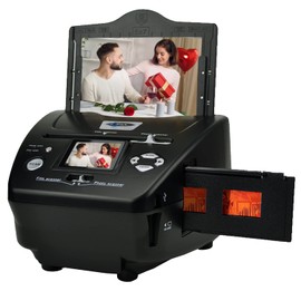 Digital Film Scanner, High Resolution 16MP with 2.4" LCD, 4 in 1 Converts 35mm/135 Slides & Negatives, Photo, Name Card to Digital Files, Black