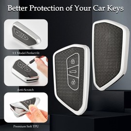 OFF WE GO Car Key Case Key Cover for VW Golf 8/7/5/R/MK8 Cupra Born Formentor Seat Leon Ateca Tarraco Skoda Octavia Key Fob Protective Housing Black