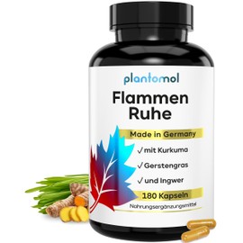 180 Kurkuma Ingwer Kapseln hochdosiert - mit Curcuma Extrakt + Gerstengras-Pulver & Piperin - Flammenruhe - 6 Monatsvorrat - ohne chemische entzündungshemmende Tabletten