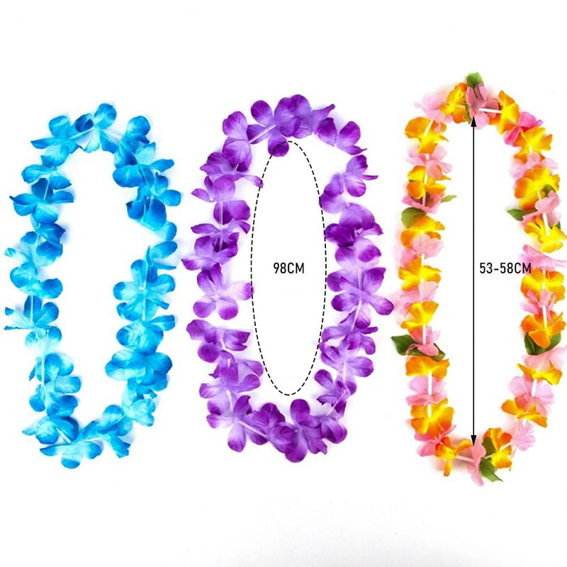 36Pcs Hawaiian Wreath Necklace Colorful Tropical Wreaths Hawaii Flowers Wreaths