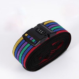 Trantranapa Cross-Shaped Travel Luggage Strap with Combination Lock and Name Tag 2 Meters Adjustable Suitcase Belts Suitcase Straps for Luggage Packing Belt Rainbow-Striped Travel Strap(Colorful)