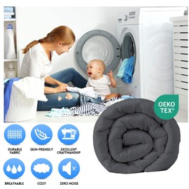 EASELAND Full Size Down Alternative Comforter - Quilted Duvet Insert for All Seasons, Soft Lightweight with Corner Tabs, Summer Winter Warm Bedding, Dark Grey 82×86 Inches