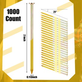Pasimy 1000 Per Box Framing Nails 21 EG Degree Smooth Shank Plastic Collated Nails Galvanized Full Round Head Framing Nails for Framing Nailer(2 Inch X 0.113 Inch)