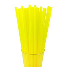 200PCS 10.2 Inches Disposable Decorative Yellow Plastic Straws for Birthday Wedding Cocktail Party Supplies (0.23 * 10.2inch) (Yellow)