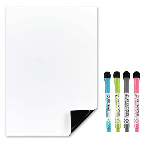 TMS A4 Magnetic Whiteboard for Fridge | Kitchen White Board