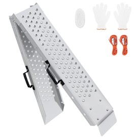 Arejonner 77.7 inches Long and 8.6 inches Wide Heavy Duty Folding Loading Ramp, Motorcycle; Lawn Mower; Snow Plough; Bikes; ATV; UTV; Golf Carts,Circular Hole, Pack of 1