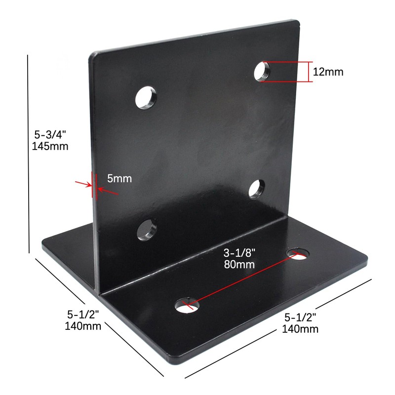 (2 Pack) Hidden Joist Bracket Fixed Base for 6x6 Beams,