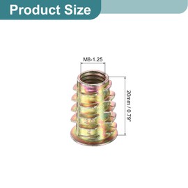 sourcing map 60Pcs Threaded Inserts, M8-1.25x20 Zinc Alloy Hex-Flanged Nut Threaded Inserts, Hex Socket Drive Nut Threaded Inserts Bolt Fastener Connector for Wood, Furniture Nuts